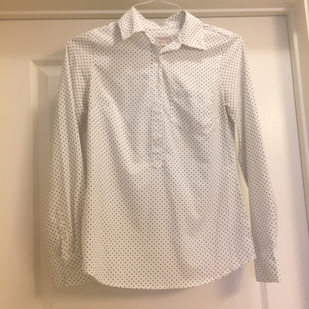 White with Black Polka Dots Button Up